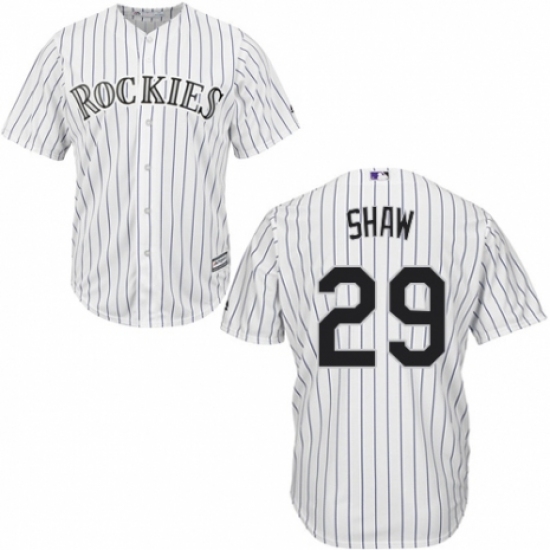 Youth Majestic Colorado Rockies 29 Bryan Shaw Replica White Home Cool Base MLB Jersey