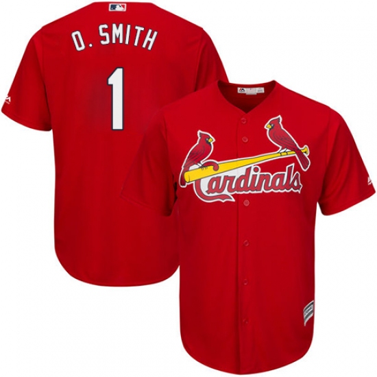 Youth Majestic St. Louis Cardinals 1 Ozzie Smith Authentic Red Alternate Cool Base MLB Jersey