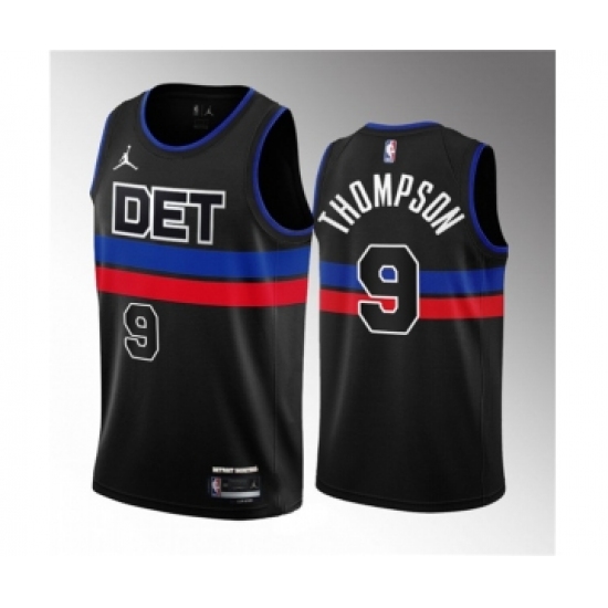 Men's Detroit Pistons 9 Ausar Thompson Black 2023 Draft Statement Edition Stitched Basketball Jersey