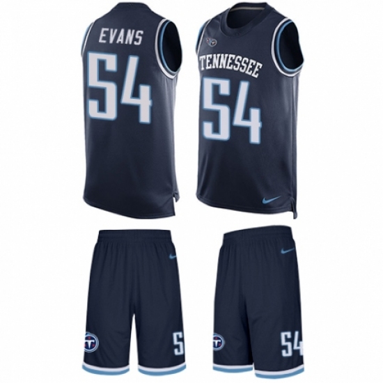 Men's Nike Tennessee Titans 54 Rashaan Evans Limited Navy Blue Tank Top Suit NFL Jersey