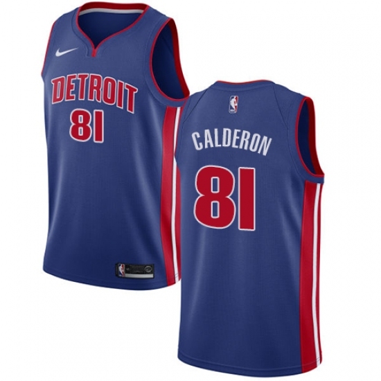 Women's Nike Detroit Pistons 81 Jose Calderon Swingman Royal Blue NBA Jersey - Icon Edition