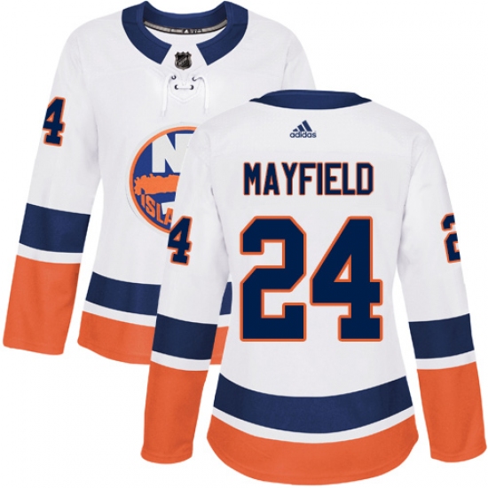 Women's Adidas New York Islanders 24 Scott Mayfield Authentic White Away NHL Jersey