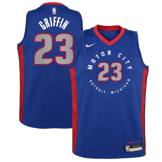 Youth Detroit Pistons 23 Blake Griffin Nike Blue 2020-21 Swingman Jersey