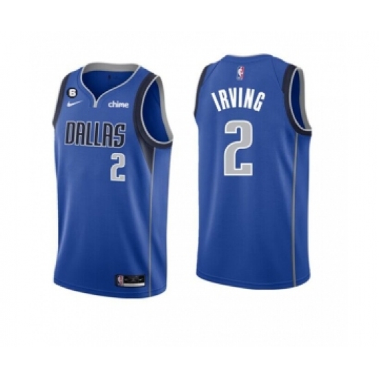 Men's Dallas Mavericks 2 Kyrie Irving Blue Icon Edition With NO.6 Patch Stitched Basketball Jersey