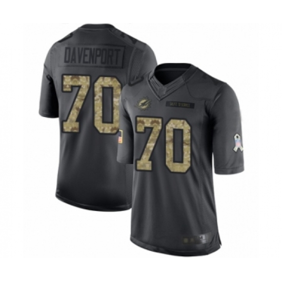 Youth Miami Dolphins 70 Julie'n Davenport Limited Black 2016 Salute to Service Football Jersey