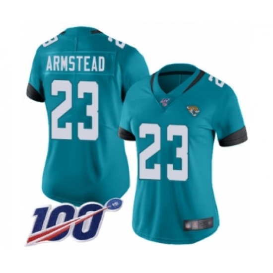 Women's Jacksonville Jaguars 23 Ryquell Armstead Teal Green Alternate Vapor Untouchable Limited Player 100th Season Football Jersey