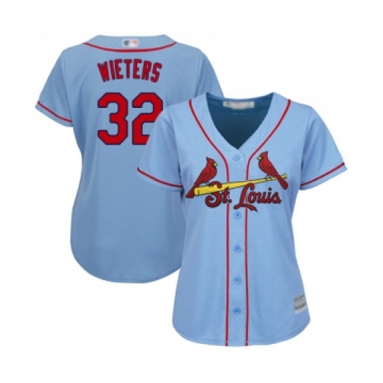 Women's St. Louis Cardinals 32 Matt Wieters Replica Light Blue Alternate Cool Base Baseball Jersey