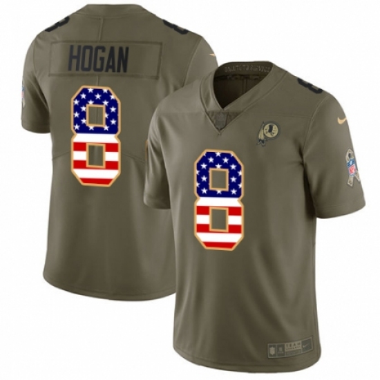 Men's Nike Washington Redskins 8 Kevin Hogan Limited Olive/USA Flag 2017 Salute to Service NFL Jersey