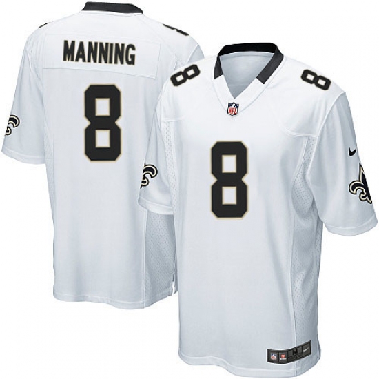 Men's Nike New Orleans Saints 8 Archie Manning Game White NFL Jersey