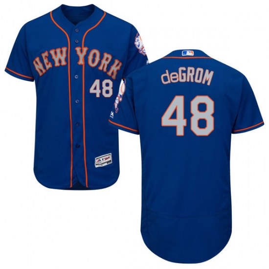 Men's Majestic New York Mets 48 Jacob deGrom Royal/Gray Alternate Flex Base Authentic Collection MLB Jersey