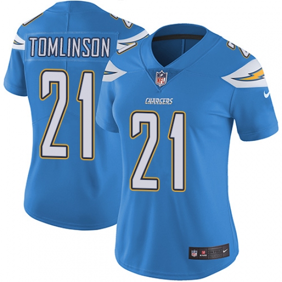 Women's Nike Los Angeles Chargers 21 LaDainian Tomlinson Electric Blue Alternate Vapor Untouchable Limited Player NFL Jersey