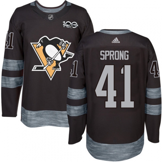 Men's Adidas Pittsburgh Penguins 41 Daniel Sprong Authentic Black 1917-2017 100th Anniversary NHL Jersey