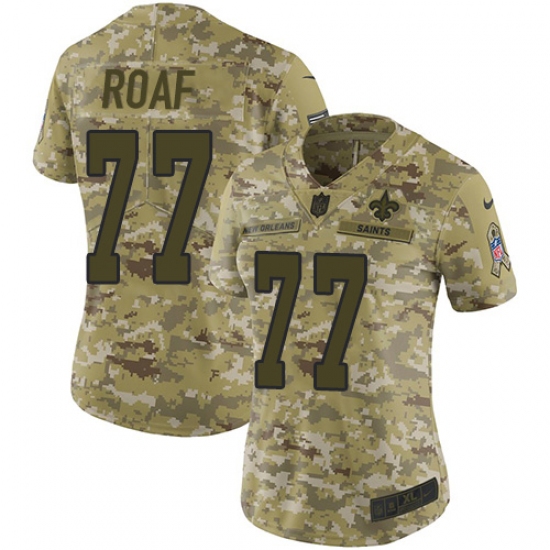 Women's Nike New Orleans Saints 77 Willie Roaf Limited Camo 2018 Salute to Service NFL Jersey