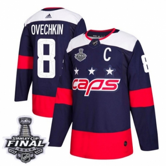 Men's Adidas Washington Capitals 8 Alex Ovechkin Authentic Navy Blue 2018 Stadium Series 2018 Stanley Cup Final NHL Jersey