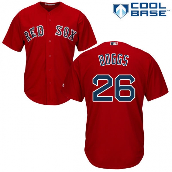 Youth Majestic Boston Red Sox 26 Wade Boggs Authentic Red Alternate Home Cool Base MLB Jersey