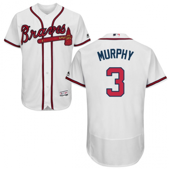 Men's Majestic Atlanta Braves 3 Dale Murphy White Home Flex Base Authentic Collection MLB Jersey