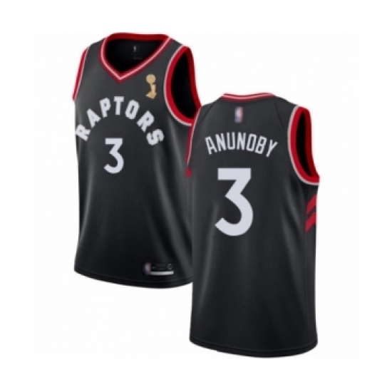 Men's Toronto Raptors 3 OG Anunoby Swingman Black 2019 Basketball Finals Champions Jersey Statement Edition