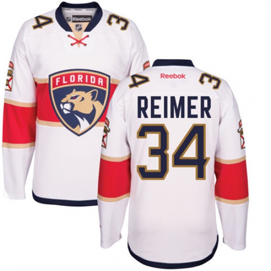 Men's Reebok Florida Panthers 34 James Reimer Authentic White Away NHL Jersey