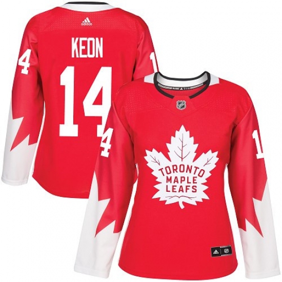 Women's Adidas Toronto Maple Leafs 14 Dave Keon Authentic Red Alternate NHL Jersey