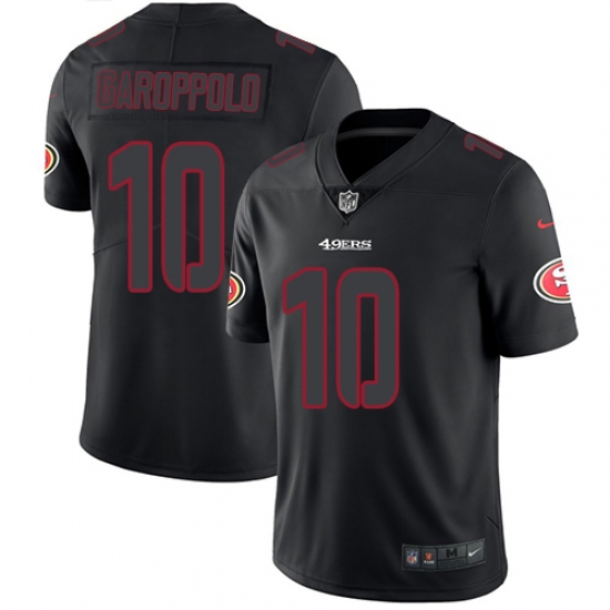 Men's Nike San Francisco 49ers 10 Jimmy Garoppolo Limited Black Rush Impact NFL Jersey