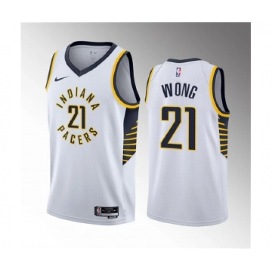 Men's Indiana Pacers 21 Isaiah Wong White 2023 Draft Association Edition Stitched Basketball Jersey