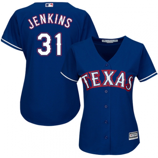 Women's Majestic Texas Rangers 31 Ferguson Jenkins Authentic Royal Blue Alternate 2 Cool Base MLB Jersey