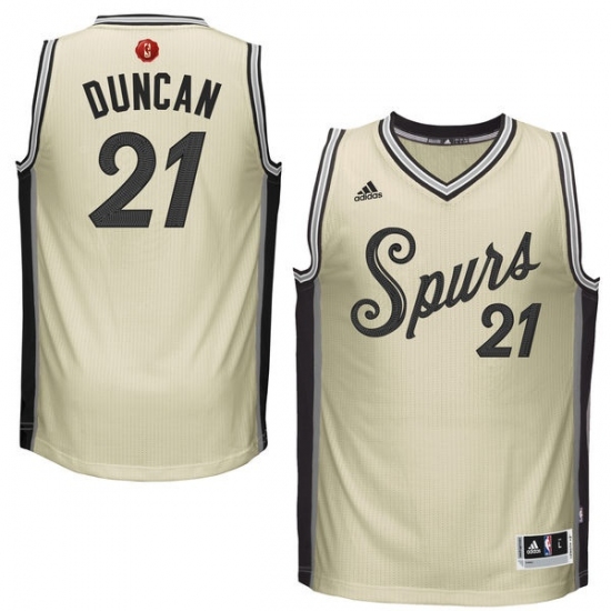 Youth Adidas San Antonio Spurs 21 Tim Duncan Swingman Cream 2015-16 Christmas Day NBA Jersey