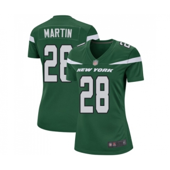 Women's New York Jets 28 Curtis Martin Game Green Team Color Football Jersey