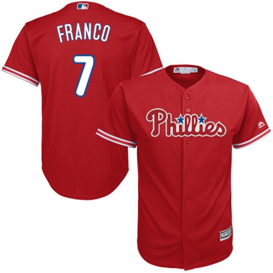 Men's Majestic Philadelphia Phillies 7 Maikel Franco Replica Red Alternate Cool Base MLB Jersey