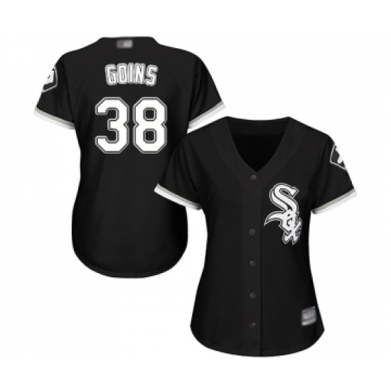 Women's Chicago White Sox 38 Ryan Goins Replica Black Alternate Home Cool Base Baseball Jersey