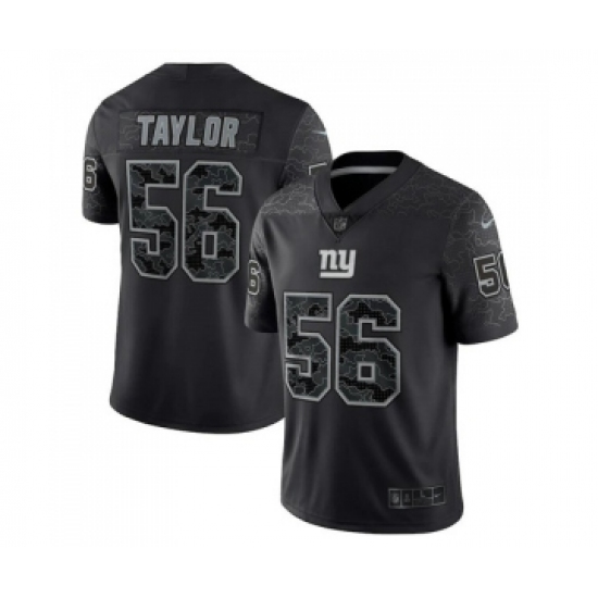 Men's New York Giants 56 Lawrence Taylor Black Reflective Limited Stitched Football Jersey