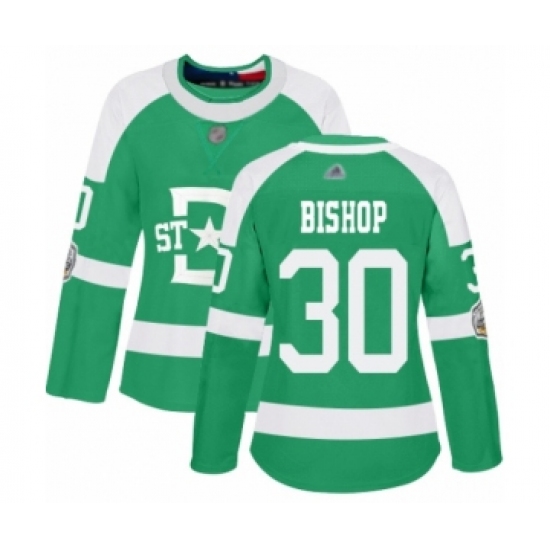 Women's Dallas Stars 30 Ben Bishop Authentic Green 2020 Winter Classic Hockey Jersey