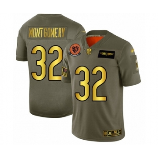 Men's Chicago Bears 32 David Montgomery Olive Gold 2019 Salute to Service Limited Football Jersey