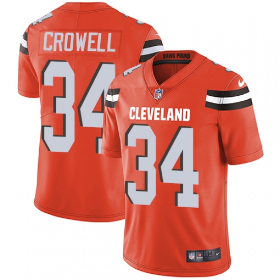 Men's Nike Cleveland Browns 34 Isaiah Crowell Orange Alternate Vapor Untouchable Limited Player NFL Jersey