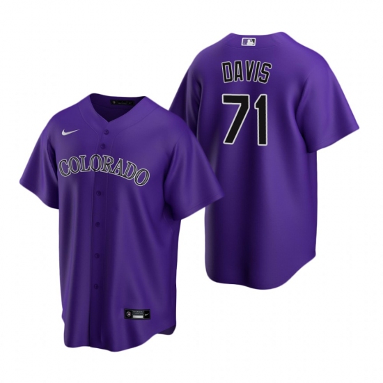 Men's Nike Colorado Rockies 71 Wade Davis Purple Alternate Stitched Baseball Jersey