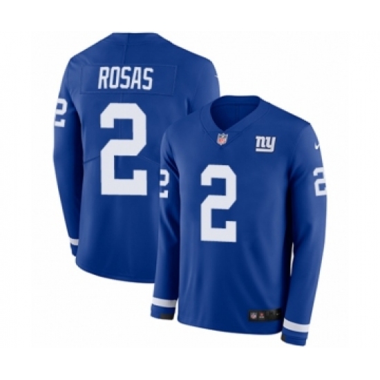 Men's Nike New York Giants 2 Aldrick Rosas Limited Royal Blue Therma Long Sleeve NFL Jersey