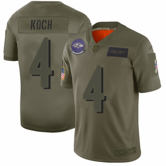 Men's Baltimore Ravens 4 Sam Koch Limited Camo 2019 Salute to Service Football Jersey