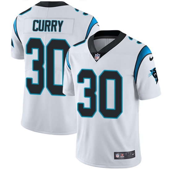 Men's Nike Carolina Panthers 30 Stephen Curry White Vapor Untouchable Limited Player NFL Jersey