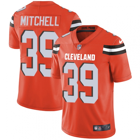 Men's Nike Cleveland Browns 39 Terrance Mitchell Orange Alternate Vapor Untouchable Limited Player NFL Jersey