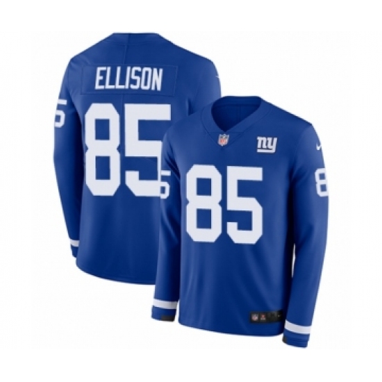 Men's Nike New York Giants 85 Rhett Ellison Limited Royal Blue Therma Long Sleeve NFL Jersey