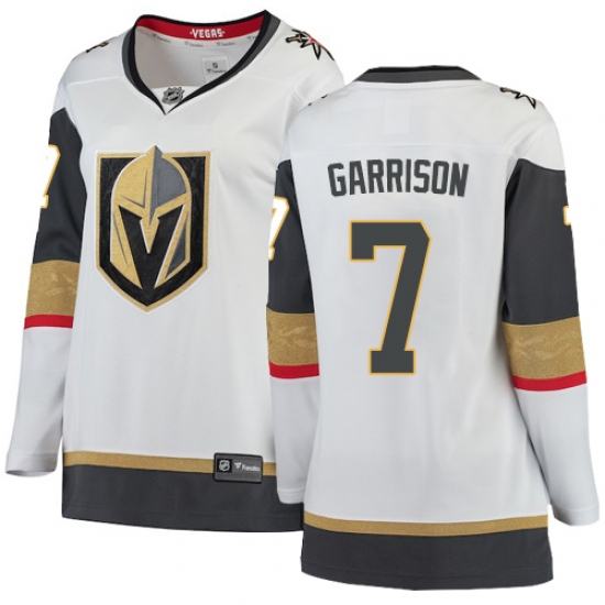 Women's Vegas Golden Knights 7 Jason Garrison Authentic White Away Fanatics Branded Breakaway NHL Jersey