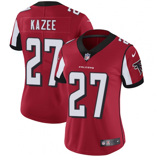 Women Nike Atlanta Falcons 27 Damontae Kazee Red Team Color Vapor Untouchable Limited Player NFL Jersey