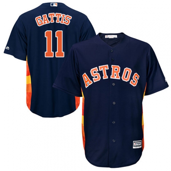 Youth Majestic Houston Astros 11 Evan Gattis Authentic Navy Blue Alternate Cool Base MLB Jersey