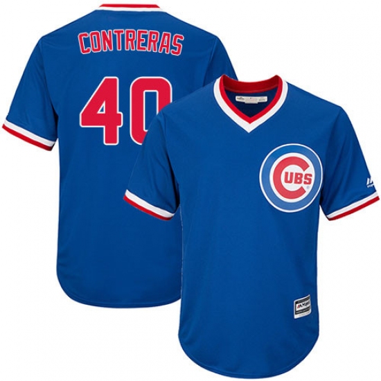 Youth Majestic Chicago Cubs 40 Willson Contreras Authentic Royal Blue Cooperstown Cool Base MLB Jersey