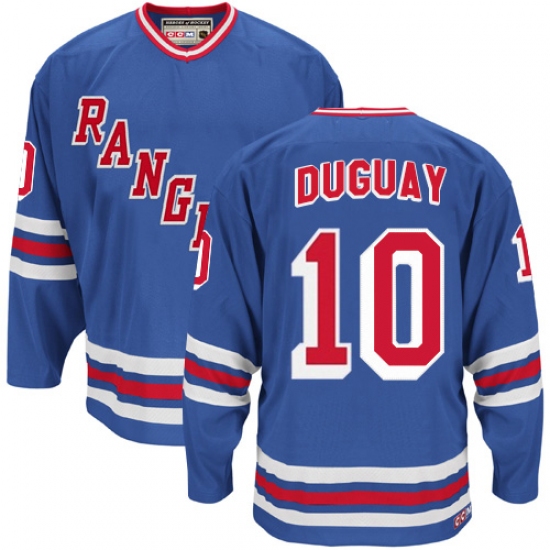 Men's CCM New York Rangers 10 Ron Duguay Premier Royal Blue Heroes of Hockey Alumni Throwback NHL Jersey