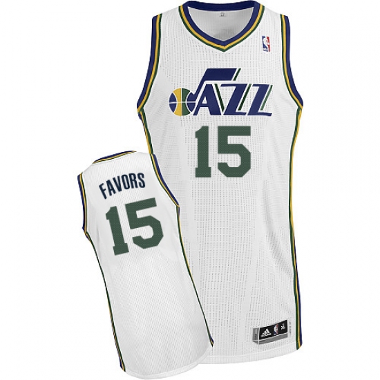 Men's Adidas Utah Jazz 15 Derrick Favors Authentic White Home NBA Jersey