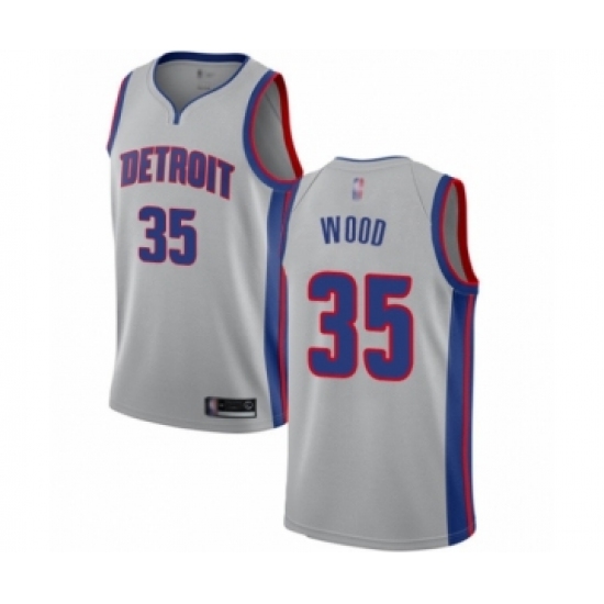 Women's Detroit Pistons 35 Christian Wood Authentic Silver Basketball Jersey Statement Edition