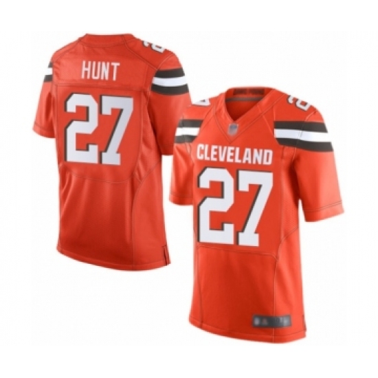 Men's Cleveland Browns 27 Kareem Hunt Elite Orange Alternate Football Jersey