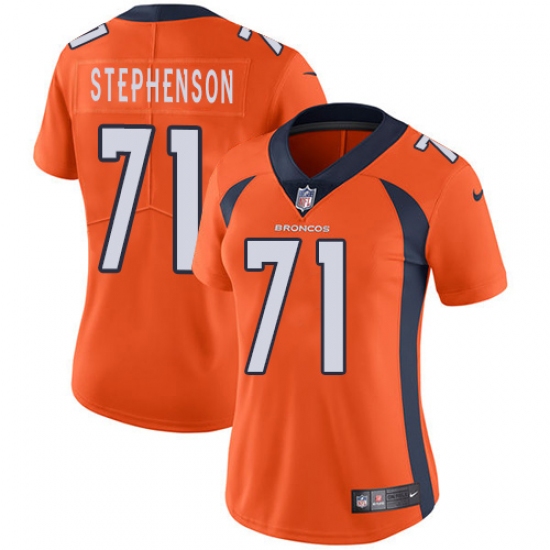 Women's Nike Denver Broncos 71 Donald Stephenson Orange Team Color Vapor Untouchable Limited Player NFL Jersey