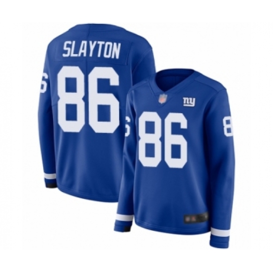 Women's New York Giants 86 Darius Slayton Limited Royal Blue Therma Long Sleeve Football Jersey